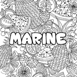 Coloraci&oacute;n del nombre MARINE - decorado mandala de frutas