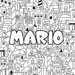 Coloraci&oacute;n del nombre MARIO - decorado ciudad