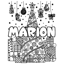 Coloraci&oacute;n del nombre MARION - decorado &aacute;rbol de Navidad y regalos