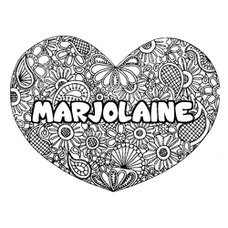 Coloraci&oacute;n del nombre MARJOLAINE - decorado mandala de coraz&oacute;n