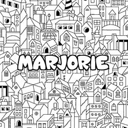 Coloraci&oacute;n del nombre MARJORIE - decorado ciudad