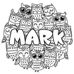 Coloraci&oacute;n del nombre MARK - decorado b&uacute;hos