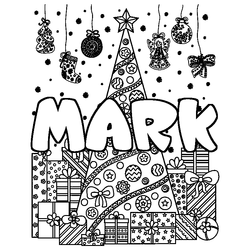 Coloraci&oacute;n del nombre MARK - decorado &aacute;rbol de Navidad y regalos
