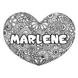 Coloraci&oacute;n del nombre MARL&Egrave;NE - decorado mandala de coraz&oacute;n