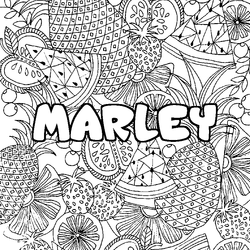 Coloraci&oacute;n del nombre MARLEY - decorado mandala de frutas