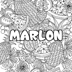 Coloraci&oacute;n del nombre MARLON - decorado mandala de frutas