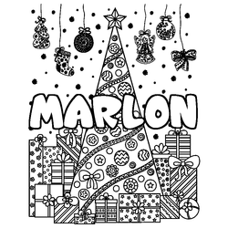 Coloraci&oacute;n del nombre MARLON - decorado &aacute;rbol de Navidad y regalos