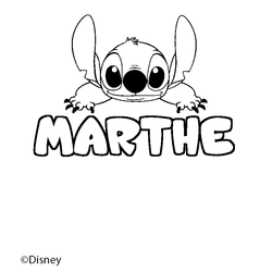 Coloraci&oacute;n del nombre MARTHE - decorado Stitch