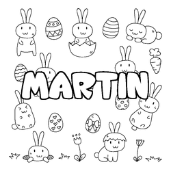 Coloraci&oacute;n del nombre MARTIN - decorado Pascua