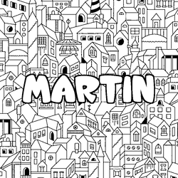 Coloraci&oacute;n del nombre MARTIN - decorado ciudad