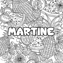 Coloraci&oacute;n del nombre MARTINE - decorado mandala de frutas