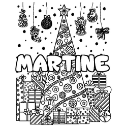 Coloraci&oacute;n del nombre MARTINE - decorado &aacute;rbol de Navidad y regalos