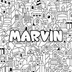 Coloraci&oacute;n del nombre MARVIN - decorado ciudad