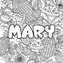 Coloraci&oacute;n del nombre MARY - decorado mandala de frutas