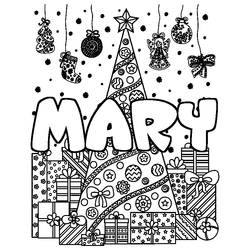 Coloraci&oacute;n del nombre MARY - decorado &aacute;rbol de Navidad y regalos