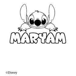 Coloraci&oacute;n del nombre MARYAM - decorado Stitch