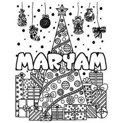 Coloraci&oacute;n del nombre MARYAM - decorado &aacute;rbol de Navidad y regalos