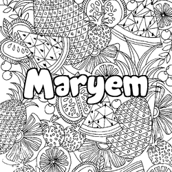 Coloraci&oacute;n del nombre Maryem - decorado mandala de frutas