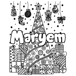 Coloraci&oacute;n del nombre Maryem - decorado &aacute;rbol de Navidad y regalos