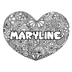 Coloraci&oacute;n del nombre MARYLINE - decorado mandala de coraz&oacute;n