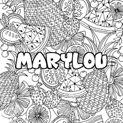 Coloraci&oacute;n del nombre MARYLOU - decorado mandala de frutas