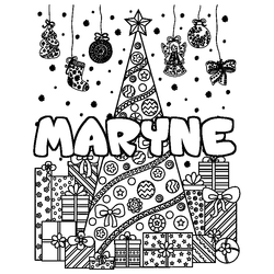 Coloraci&oacute;n del nombre MARYNE - decorado &aacute;rbol de Navidad y regalos