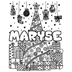 Coloraci&oacute;n del nombre MARYSE - decorado &aacute;rbol de Navidad y regalos