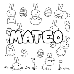 Coloraci&oacute;n del nombre MATEO - decorado Pascua