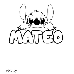 Coloraci&oacute;n del nombre MATEO - decorado Stitch