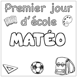 Coloraci&oacute;n del nombre MAT&Eacute;O - decorado primer d&iacute;a de escuela