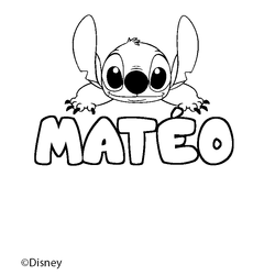 Coloraci&oacute;n del nombre MAT&Eacute;O - decorado Stitch