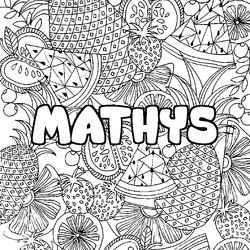 Coloraci&oacute;n del nombre MATHYS - decorado mandala de frutas