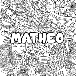 Coloraci&oacute;n del nombre MATHEO - decorado mandala de frutas