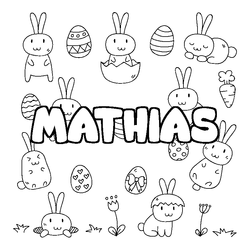 Coloraci&oacute;n del nombre MATHIAS - decorado Pascua
