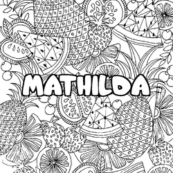 Coloraci&oacute;n del nombre MATHILDA - decorado mandala de frutas
