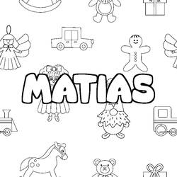 Coloraci&oacute;n del nombre MATIAS - decorado juguetes