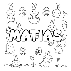 Coloraci&oacute;n del nombre MATIAS - decorado Pascua