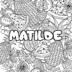 Coloraci&oacute;n del nombre MATILDE - decorado mandala de frutas