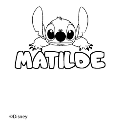 Coloraci&oacute;n del nombre MATILDE - decorado Stitch