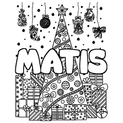 Coloraci&oacute;n del nombre MATIS - decorado &aacute;rbol de Navidad y regalos