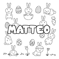 Coloraci&oacute;n del nombre MATTEO - decorado Pascua