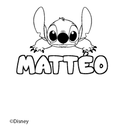 Coloraci&oacute;n del nombre MATT&Eacute;O - decorado Stitch