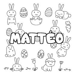 Coloraci&oacute;n del nombre MATT&Eacute;O - decorado Pascua