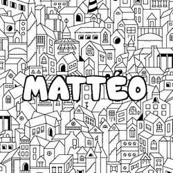 Coloraci&oacute;n del nombre MATT&Eacute;O - decorado ciudad