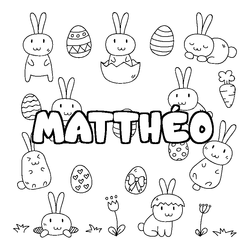 Coloraci&oacute;n del nombre MATTH&Eacute;O - decorado Pascua