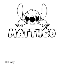 Coloraci&oacute;n del nombre MATTH&Eacute;O - decorado Stitch