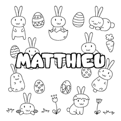 Coloraci&oacute;n del nombre MATTHIEU - decorado Pascua