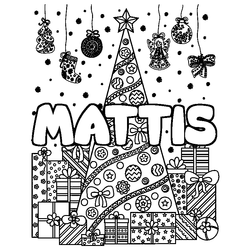 Coloraci&oacute;n del nombre MATTIS - decorado &aacute;rbol de Navidad y regalos