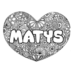 Coloraci&oacute;n del nombre MATYS - decorado mandala de coraz&oacute;n
