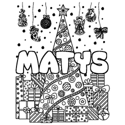 Coloraci&oacute;n del nombre MATYS - decorado &aacute;rbol de Navidad y regalos